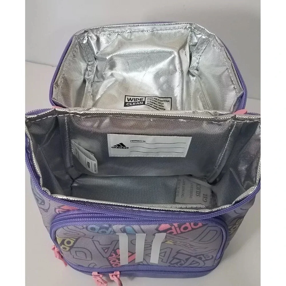 Adidas Excel 2 Insulated Lunch Bag School Work Logo Multi- Compartment  Pink NEW
